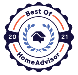 boha-2021-solid-border Circular badge with text "Best Of HomeAdvisor 2021" around a house icon and laurel design.